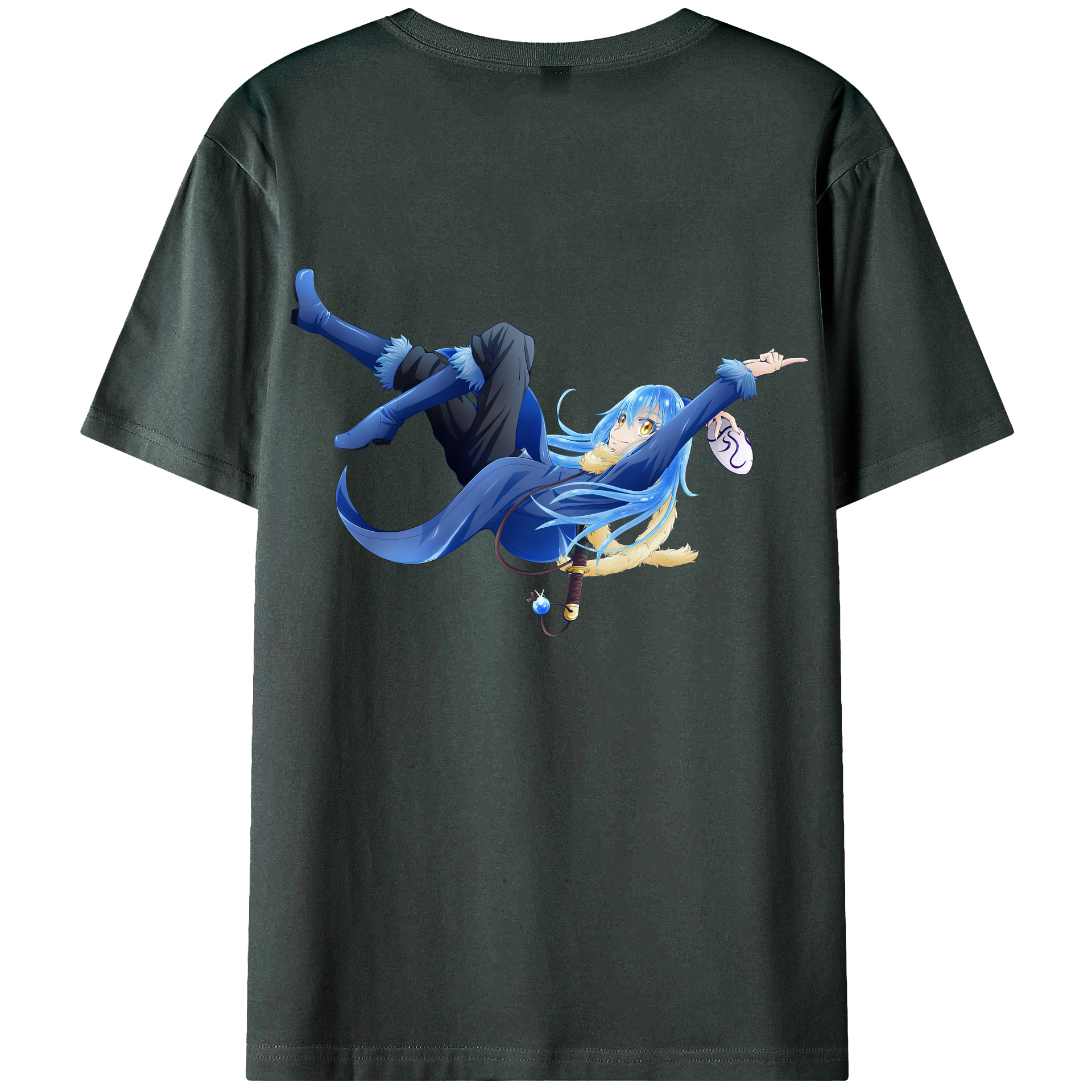 （画像用） 転スラ Regarding Reincarnated to Slime 綿100％ メンズ半袖Tシャツ（バックプリント） 通気性